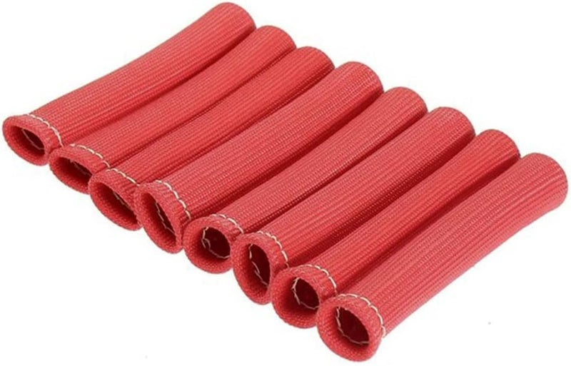 Ummickl Store Spark Plug Wire Heat Shield 8pcs 2500° Spark Plug Heat Shield Sleeve Spark Plug Boot Protector Spark Plug Covers For LS1/LS2 (Red) - Image 1
